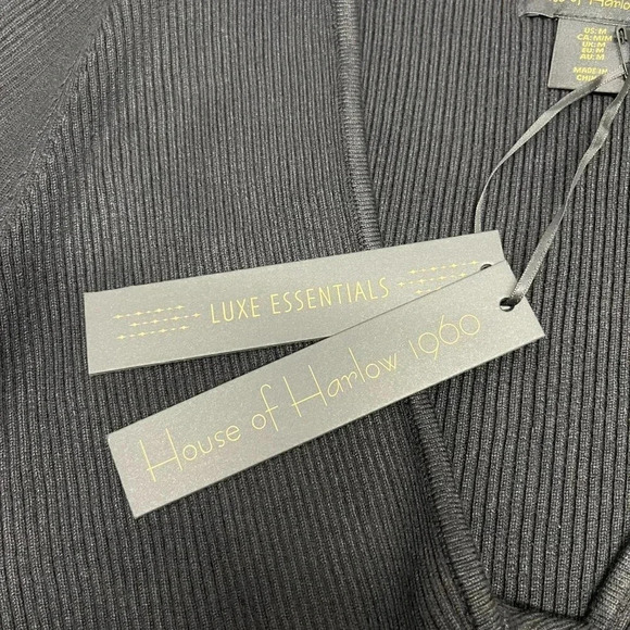 HOUSE OF HARLOW 1960 WOMANS SIZE M BLACK COMPRESSION KNIT FRONT TWIST DRESS - Picture 4 of 5